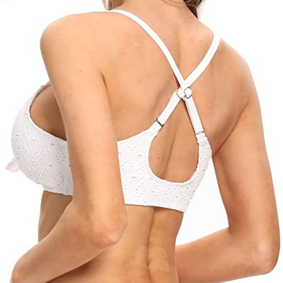 WEINICOCO boho white V Neck Tie Knot Bikini top swim cross back size XXL NWT - Picture 2 of 7